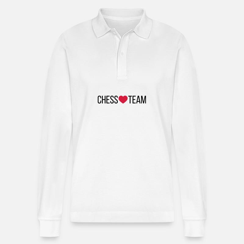 Chess Team Herz - Stanley/Stella Unisex Bio-Langarm-Poloshirt Prepster - Weiß