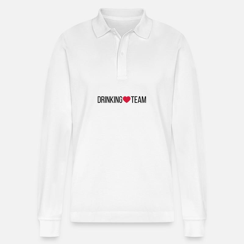 Drinking Team Herz - Stanley/Stella Unisex Bio-Langarm-Poloshirt Prepster - Weiß