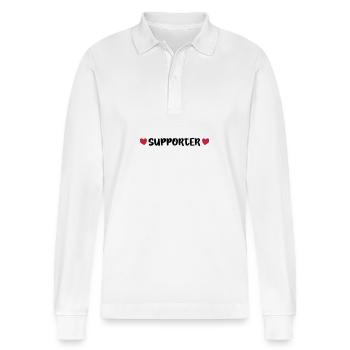 Supporter Heart - Stanley/Stella Organic Unisex Long-Sleeved Polo Shirt Prepster - white - Front - Anna (173cm) & Nico (186cm)