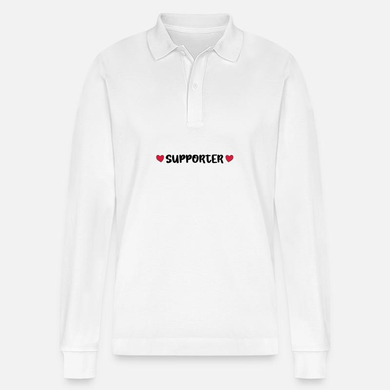 Supporter Herz - Stanley/Stella Unisex Bio-Langarm-Poloshirt Prepster - Weiß