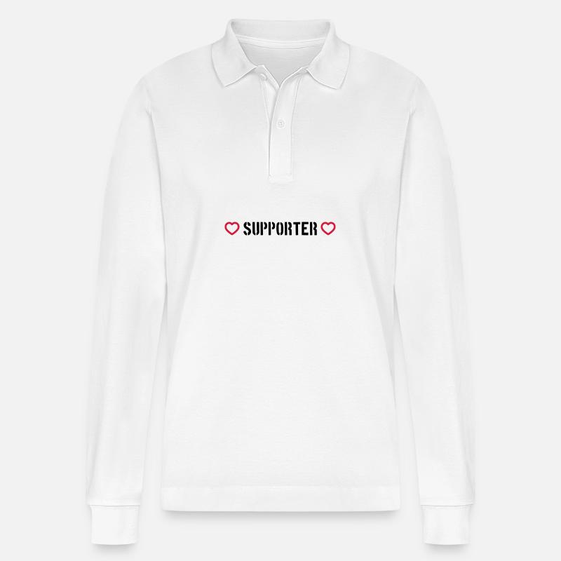 Supporter Herz - Stanley/Stella Unisex Bio-Langarm-Poloshirt Prepster - Weiß