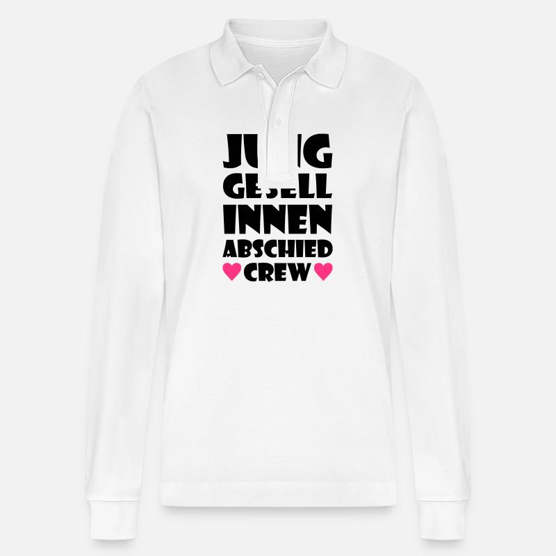 Junggesellinnenabschied Crew Junggesellin - Stanley/Stella Unisex Bio-Langarm-Poloshirt Prepster - Weiß