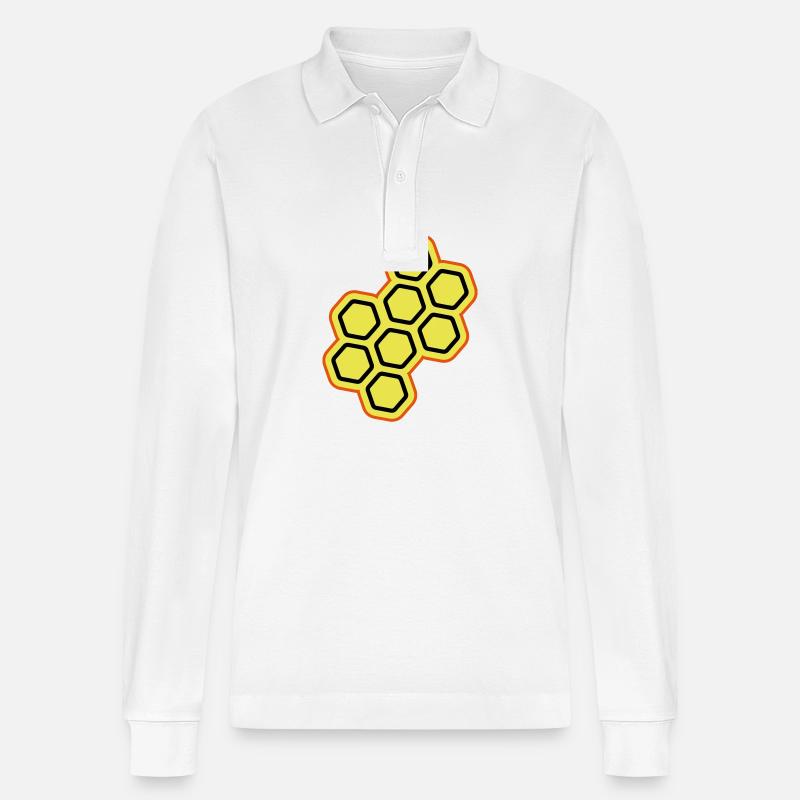 Imker symbol - Stanley/Stella Unisex Bio-Langarm-Poloshirt Prepster - Weiß
