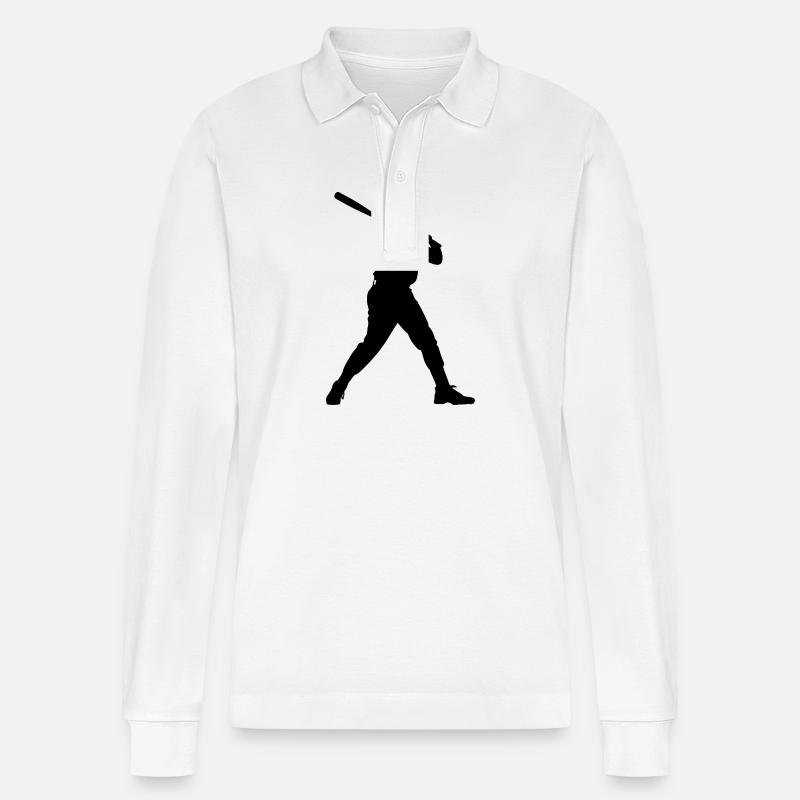Baseball Mann Symbol - Stanley/Stella Unisex Bio-Langarm-Poloshirt Prepster - Weiß