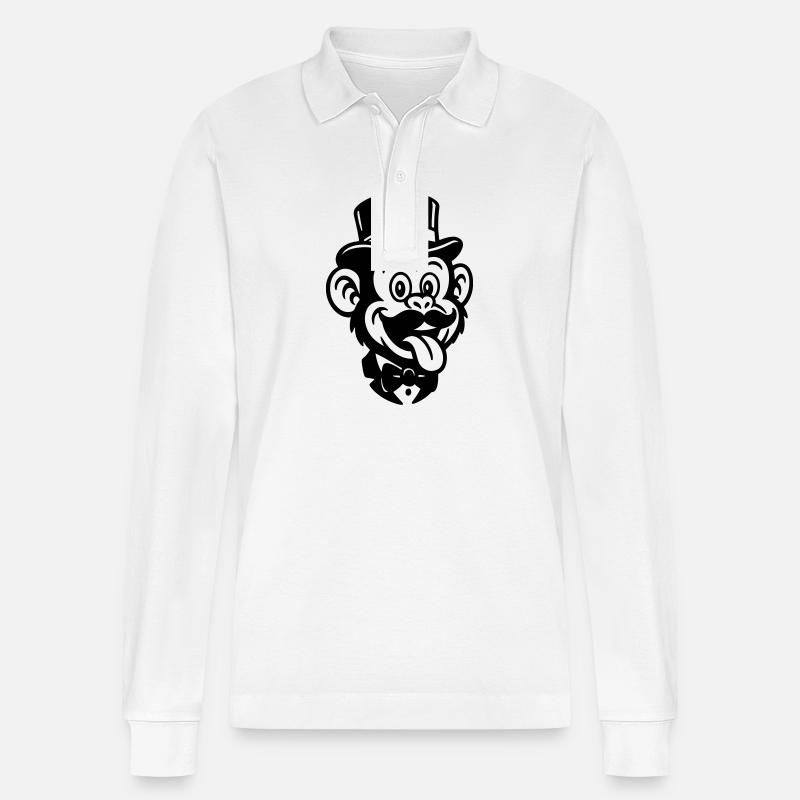 Affe Bräutigam Comic - Stanley/Stella Unisex Bio-Langarm-Poloshirt Prepster - Weiß