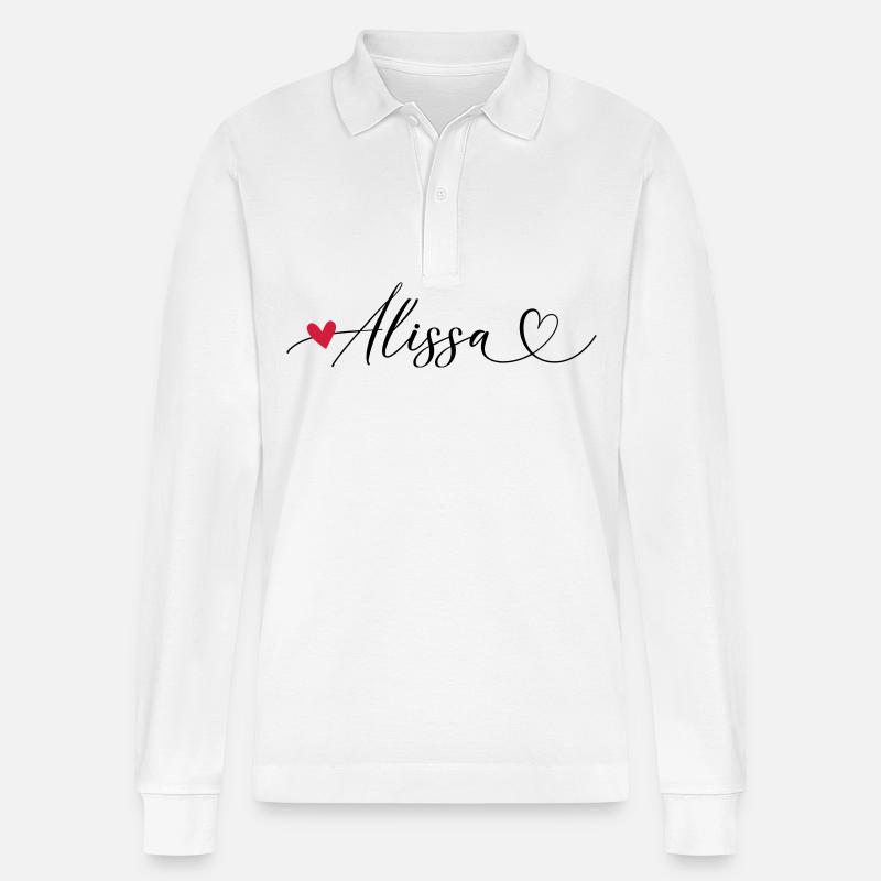 Alissa Nom Prénom Calligraphie Coeur - Polo à manches longues bio PREPSTER Stanley/Stella Unisexe - blanc