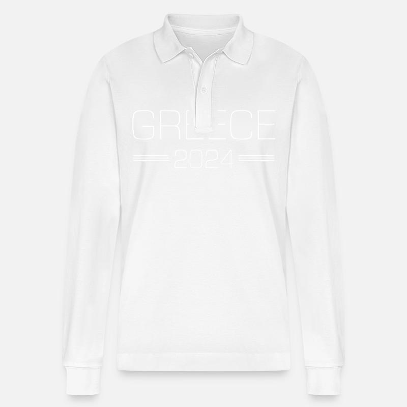 Greece 2024 - Stanley/Stella Unisex Bio-Langarm-Poloshirt Prepster - Weiß
