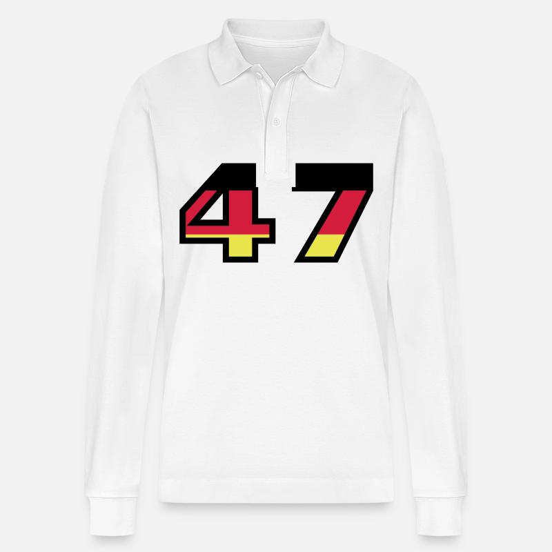 47 Number Germany Jersey - Stanley/Stella Organic Unisex Long-Sleeved Polo Shirt Prepster - white