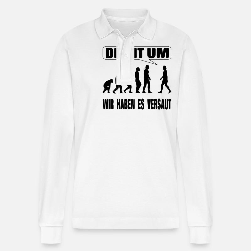 Evolution - Wir haben es versaut - Stanley/Stella Unisex Bio-Langarm-Poloshirt Prepster - Weiß