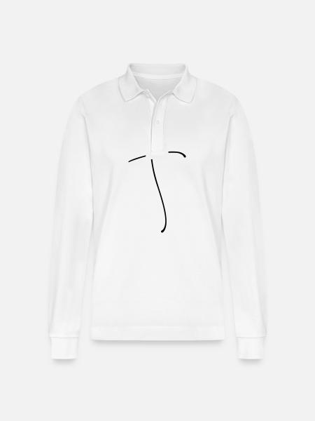 Plain Cross Line - Stanley/Stella Organic Unisex Long-Sleeved Polo Shirt Prepster - white