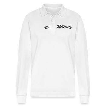 team - Stanley/Stella Organic Unisex Long-Sleeved Polo Shirt Prepster - white - Front - Anna (173cm) & Nico (186cm)