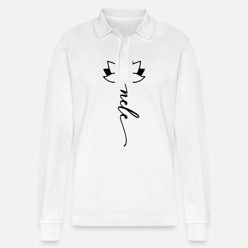 Nele Name Blumenschrift - Stanley/Stella Unisex Bio-Langarm-Poloshirt Prepster - Weiß