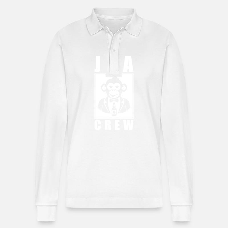 JGA Crew Affe Junggesellenabschied - Stanley/Stella Unisex Bio-Langarm-Poloshirt Prepster - Weiß