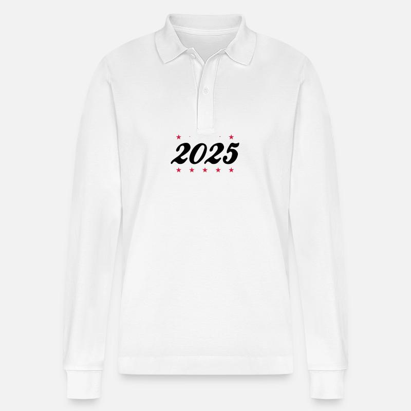 2025 Sterne - Stanley/Stella Unisex Bio-Langarm-Poloshirt Prepster - Weiß