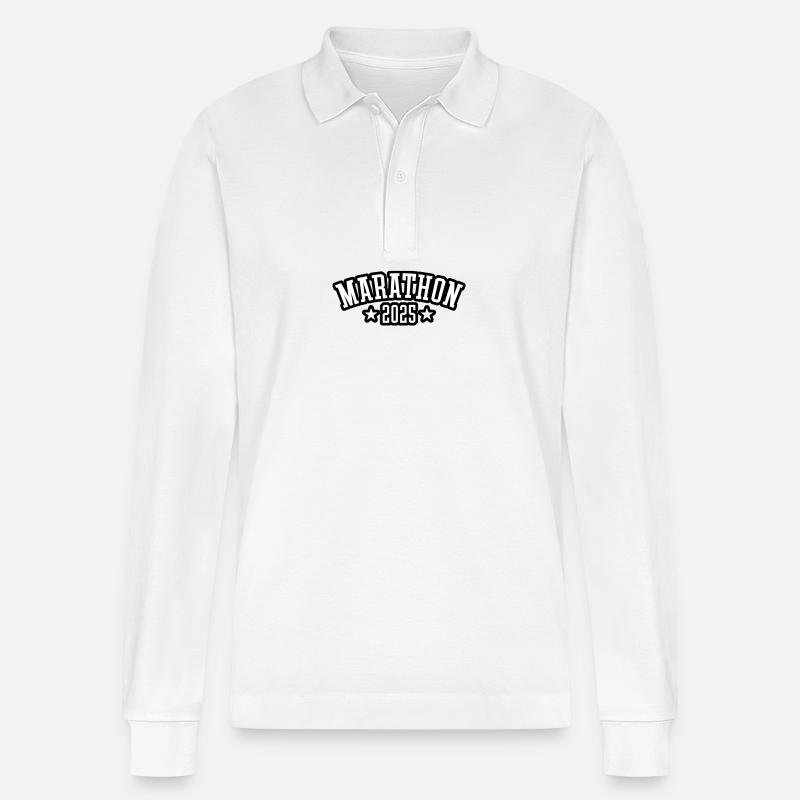 Marathon 2025 Laufen - Stanley/Stella Unisex Bio-Langarm-Poloshirt Prepster - Weiß