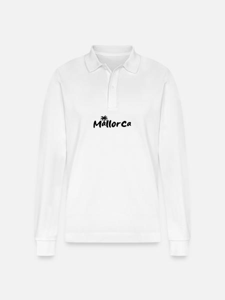 Mallorca Palm Tree - Stanley/Stella Organic Unisex Long-Sleeved Polo Shirt Prepster - white