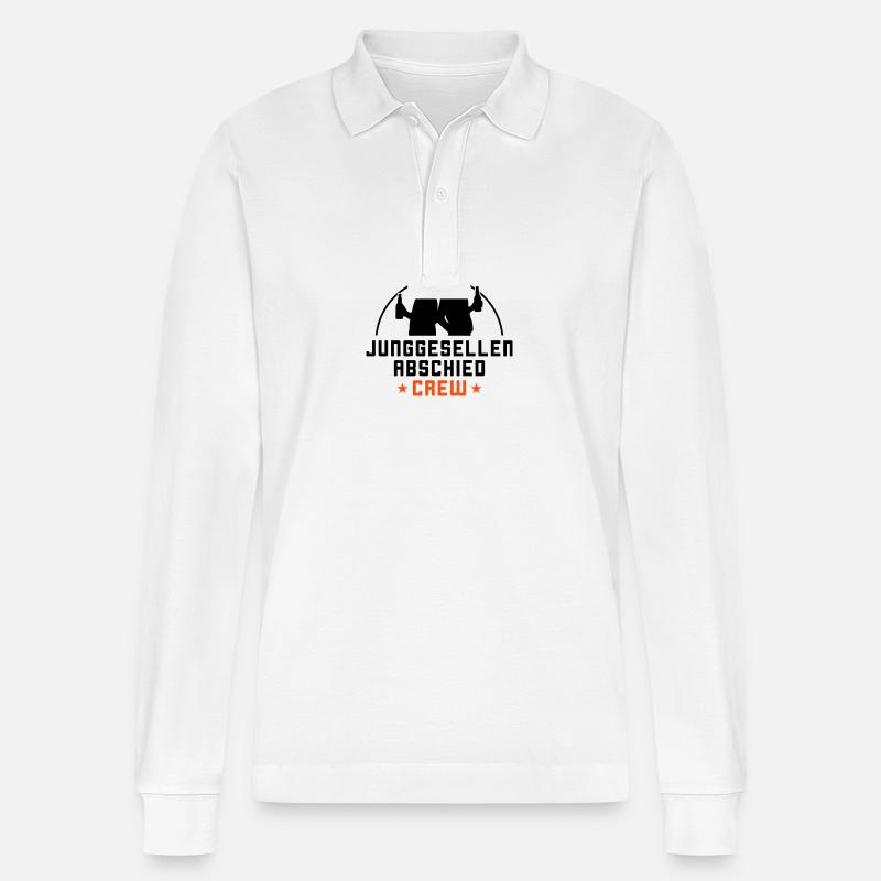 Junggesellenabschied Crew Jga - Stanley/Stella Unisex Bio-Langarm-Poloshirt Prepster - Weiß