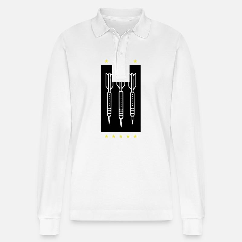 Darts Team Dartpfeile Symbol - Stanley/Stella Unisex Bio-Langarm-Poloshirt Prepster - Weiß
