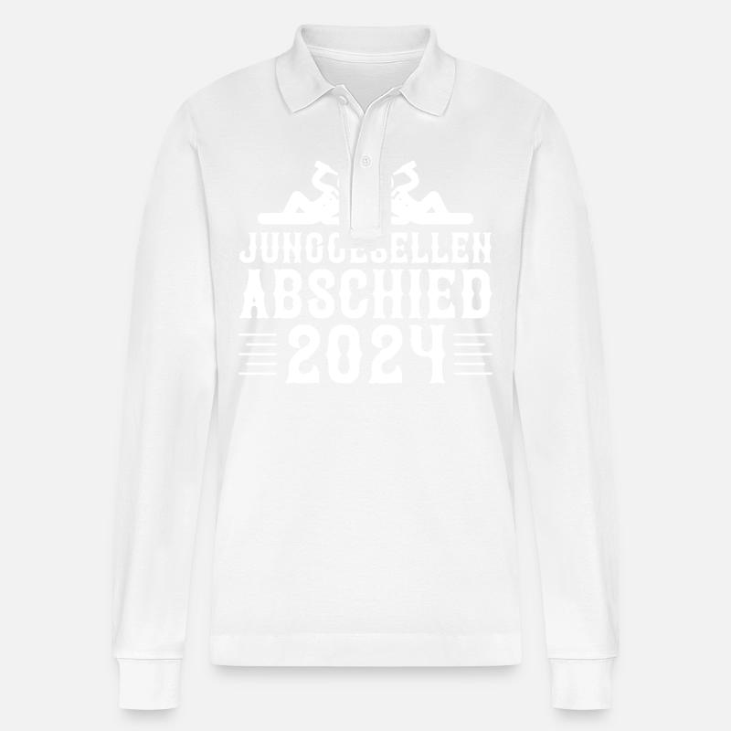 Junggesellen Abschied 2024 - Stanley/Stella Unisex Bio-Langarm-Poloshirt Prepster - Weiß