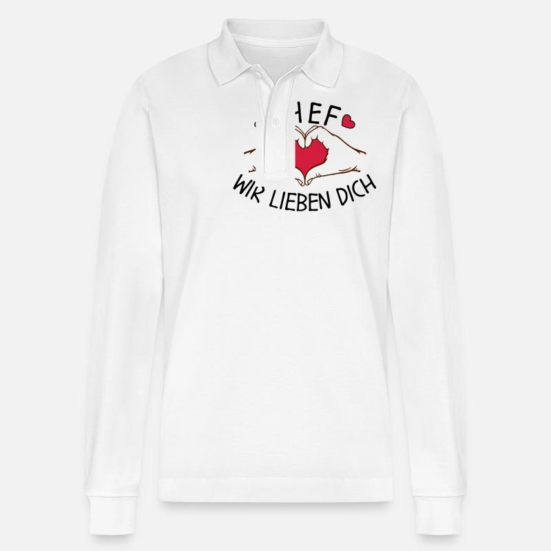 Chef wir liebe Dich - Stanley/Stella Unisex Bio-Langarm-Poloshirt Prepster - Weiß