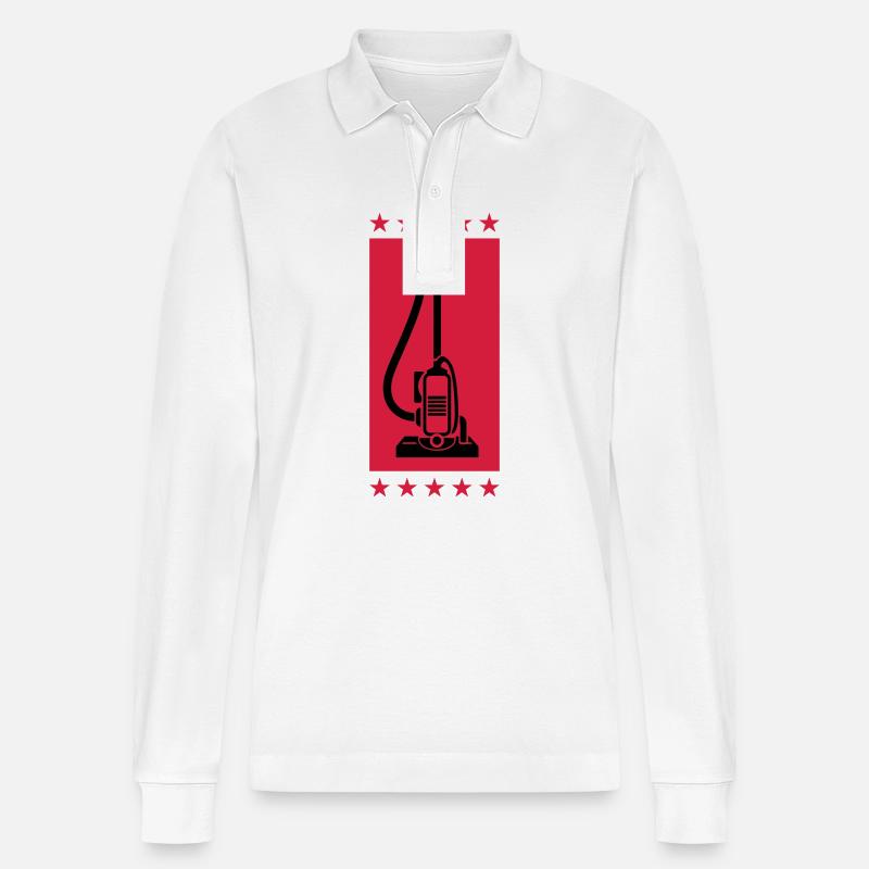 Staubsauger Symbol Cleaning - Stanley/Stella Unisex Bio-Langarm-Poloshirt Prepster - Weiß