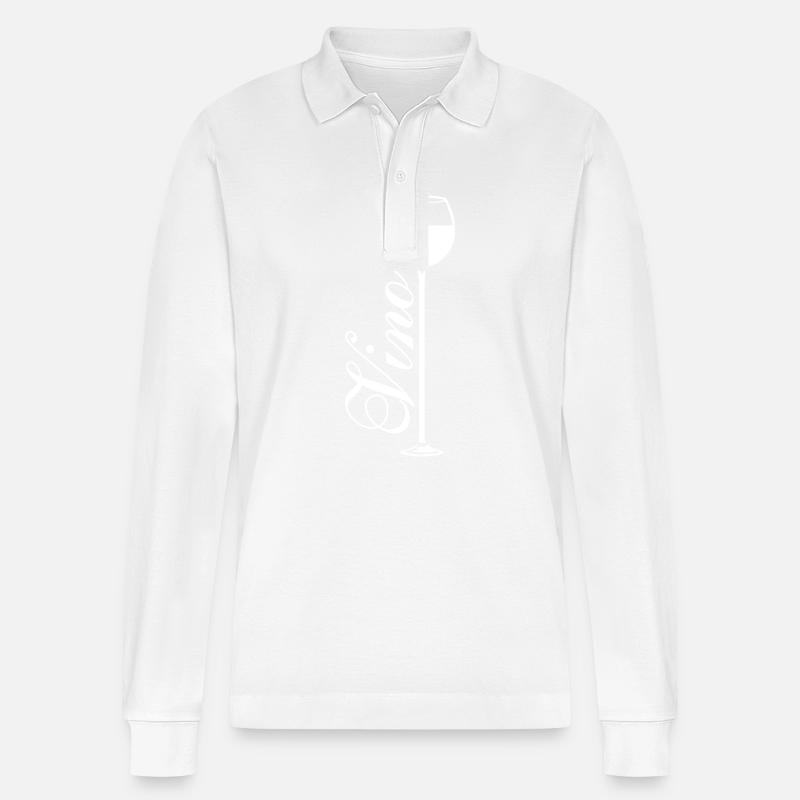 Wein Symbol Rotwein - Stanley/Stella Unisex Bio-Langarm-Poloshirt Prepster - Weiß