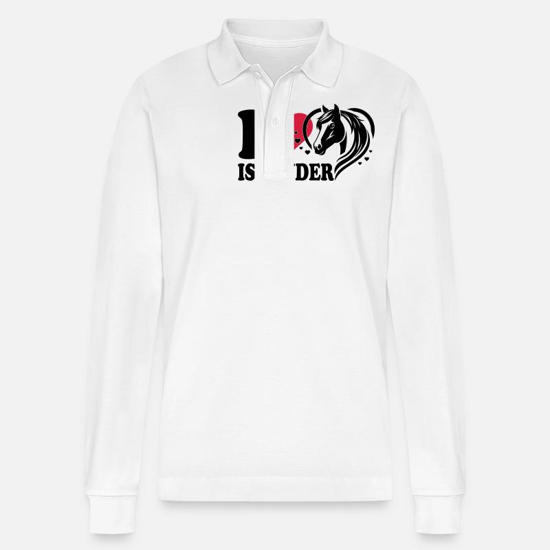I love Pferd Isländer - Stanley/Stella Unisex Bio-Langarm-Poloshirt Prepster - Weiß