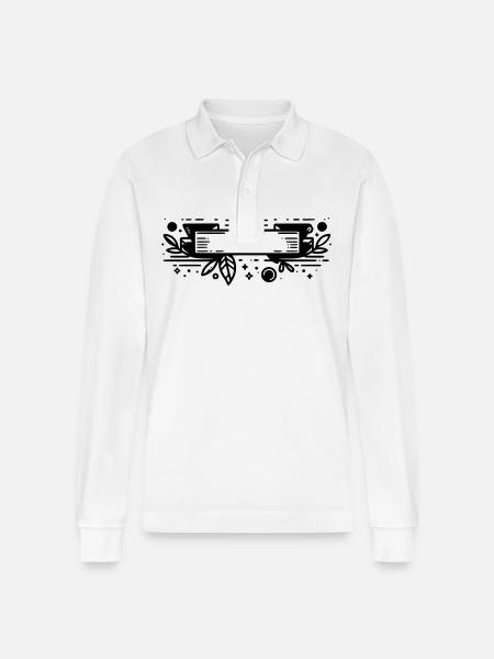 Banner mit Blättern - Stanley/Stella Unisex Bio-Langarm-Poloshirt Prepster - Weiß