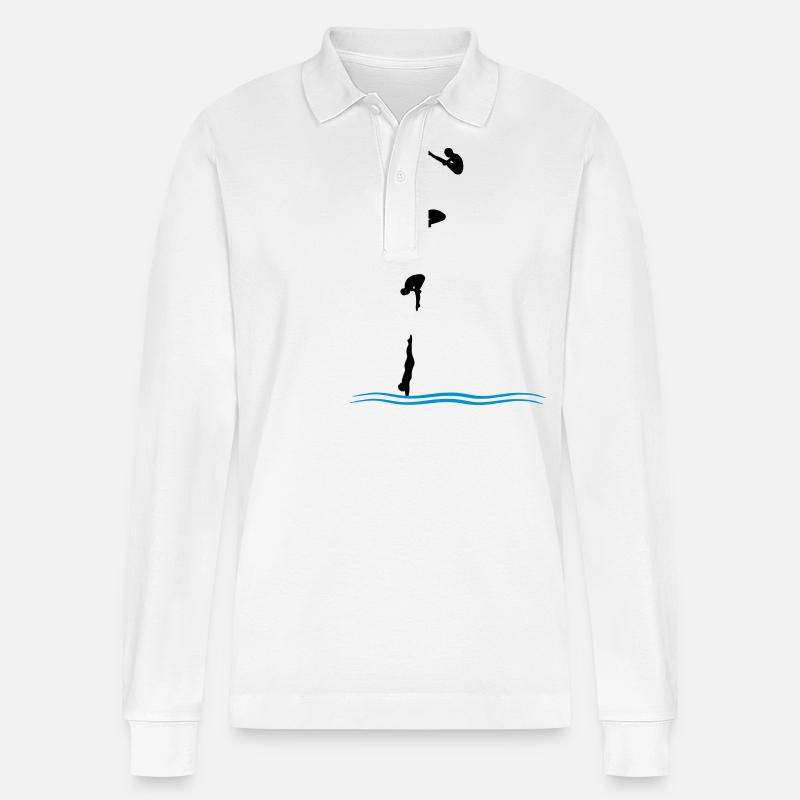Turmspringen - Stanley/Stella Unisex Bio-Langarm-Poloshirt Prepster - Weiß