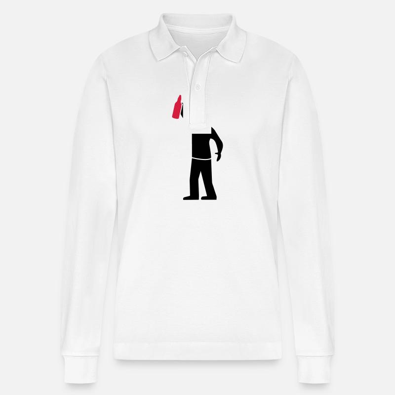 Trinken Party Bier - Stanley/Stella Unisex Bio-Langarm-Poloshirt Prepster - Weiß