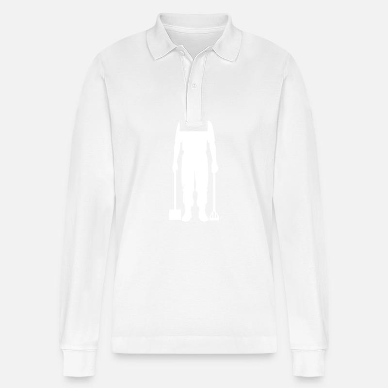 Farmer Silhouette - Stanley/Stella Unisex Bio-Langarm-Poloshirt Prepster - Weiß