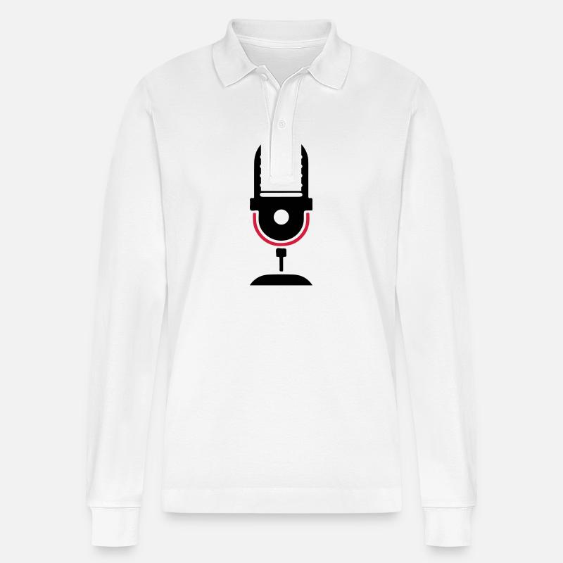 Microphone Podcast Logo - Polo à manches longues bio PREPSTER Stanley/Stella Unisexe - blanc