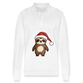 Faultier Weihnachten Zeichnung - Stanley/Stella Unisex Bio-Langarm-Poloshirt Prepster - Weiß - Vorne - Anna (173cm) & Nico (186cm)