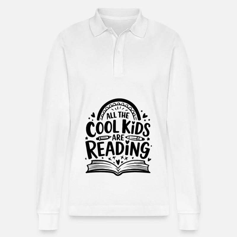 All Cool Kids Are Reading - Stanley/Stella Unisex Bio-Langarm-Poloshirt Prepster - Weiß