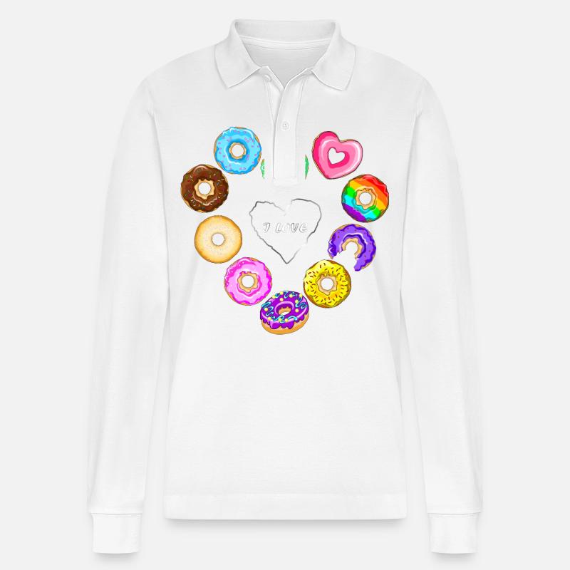 Ich liebe Donuts - Stanley/Stella Unisex Bio-Langarm-Poloshirt Prepster - Weiß