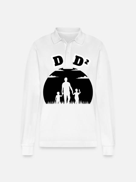 Dad² 2 Sons Black - Stanley/Stella Organic Unisex Long-Sleeved Polo Shirt Prepster - white