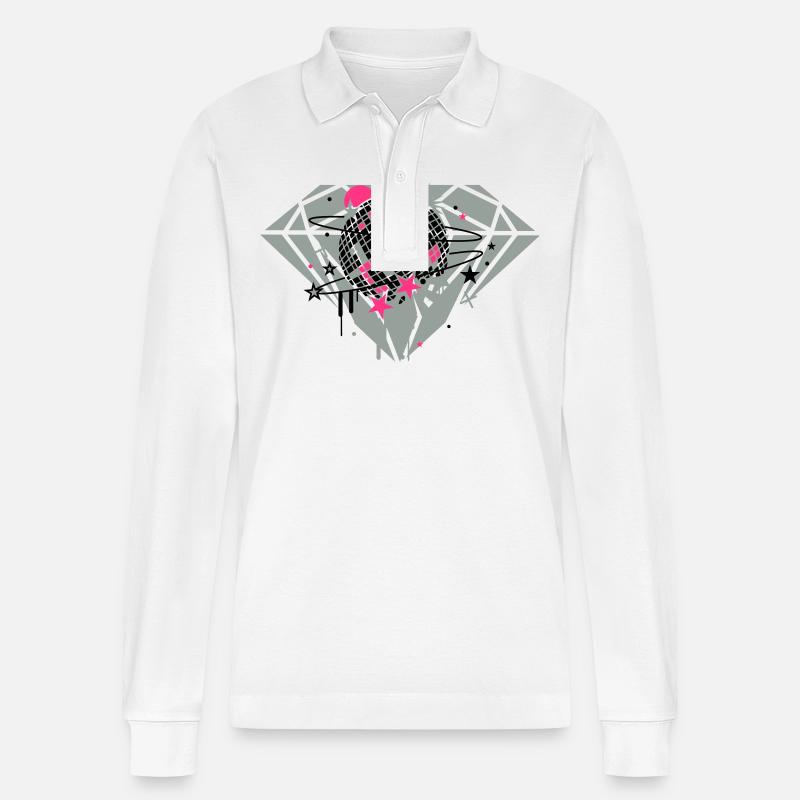 Diamant - Stanley/Stella Unisex Bio-Langarm-Poloshirt Prepster - Weiß