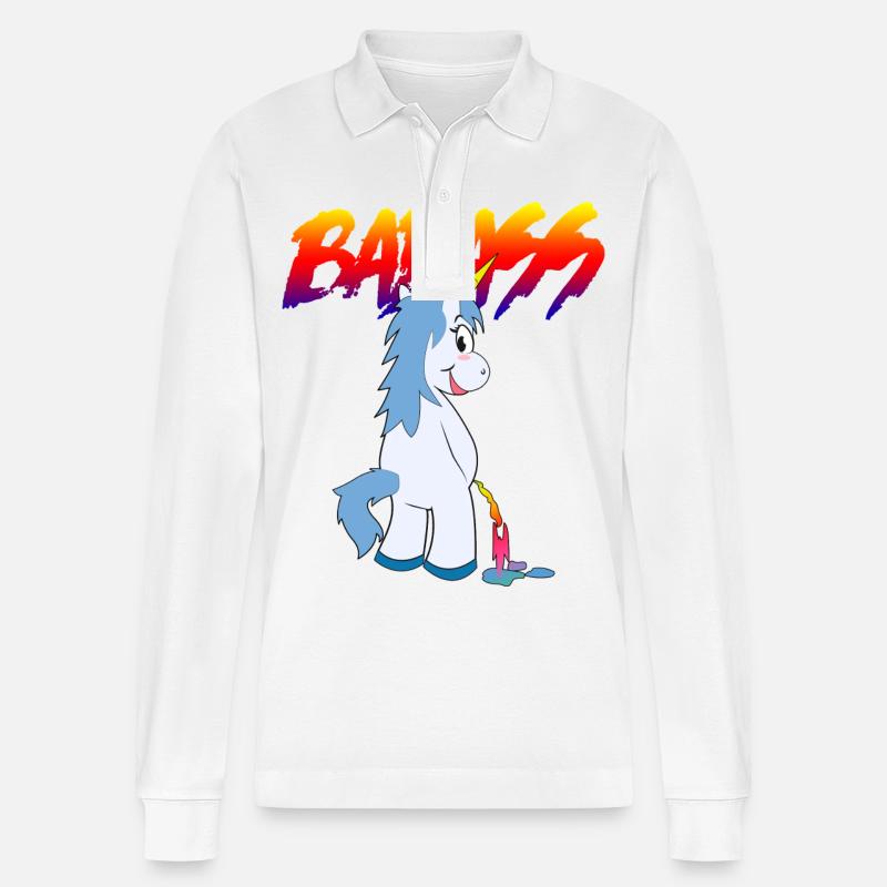 badass2 - Stanley/Stella Unisex Bio-Langarm-Poloshirt Prepster - Weiß