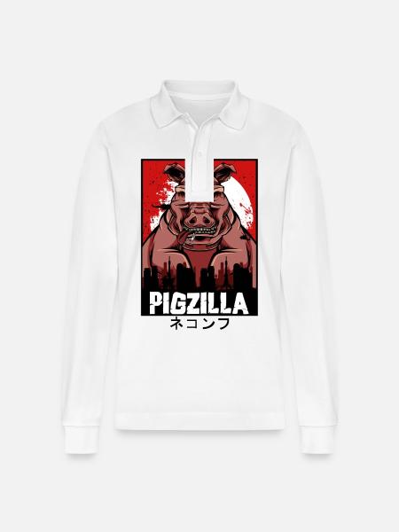 Pigzilla Stadtkoloss - Stanley/Stella Unisex Bio-Langarm-Poloshirt Prepster - Weiß