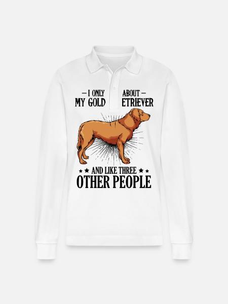 Goldener Retriever Seitenprofil - Stanley/Stella Unisex Bio-Langarm-Poloshirt Prepster - Weiß