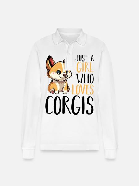 La fille corgi adore les chiens - Polo à manches longues bio PREPSTER Stanley/Stella Unisexe - blanc
