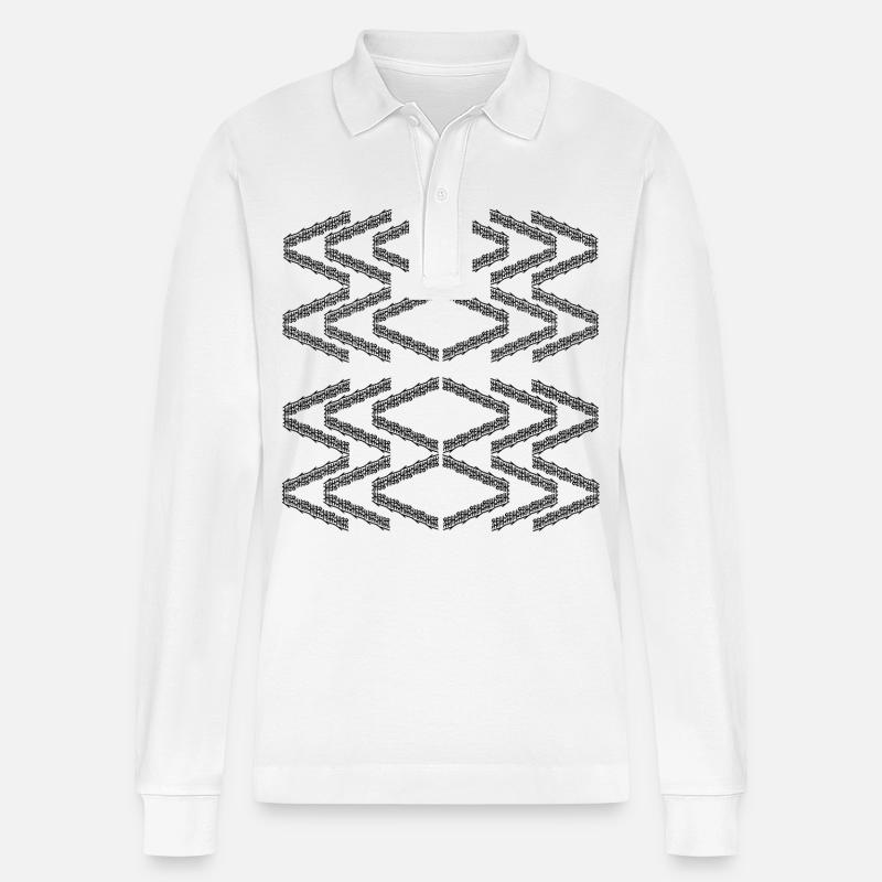 Zickzack-Muster - Stanley/Stella Unisex Bio-Langarm-Poloshirt Prepster - Weiß
