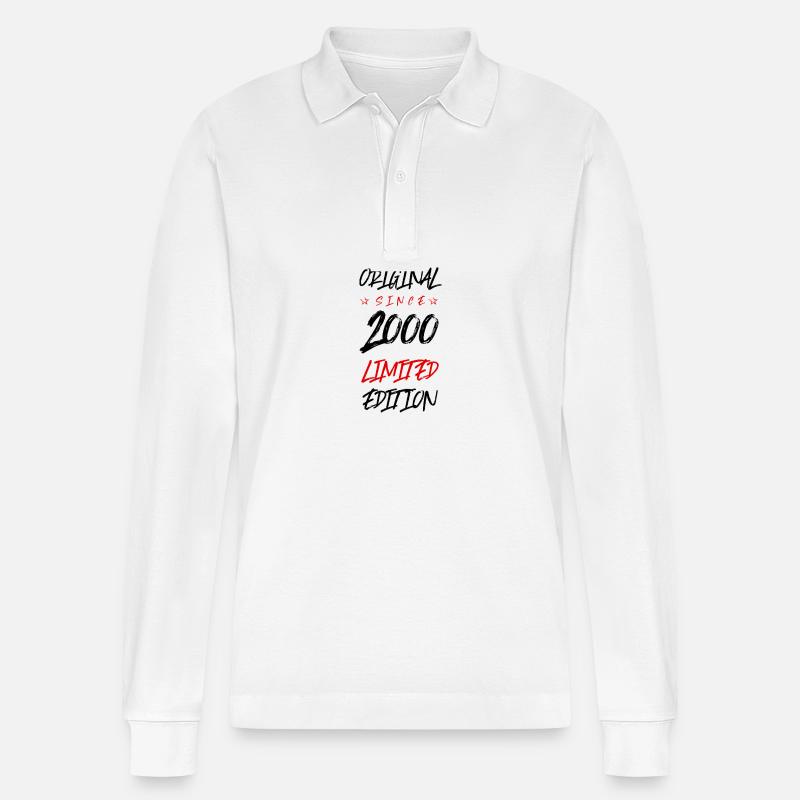 2000 limited edition - Stanley/Stella Unisex Bio-Langarm-Poloshirt Prepster - Weiß