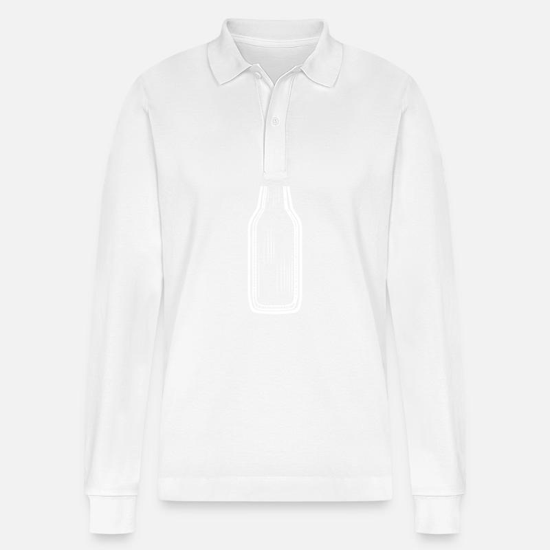 Bierflasche Bier Symbol - Stanley/Stella Unisex Bio-Langarm-Poloshirt Prepster - Weiß