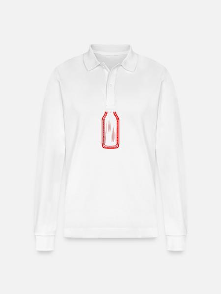 Bierflasche Bier Symbol - Stanley/Stella Unisex Bio-Langarm-Poloshirt Prepster - Weiß