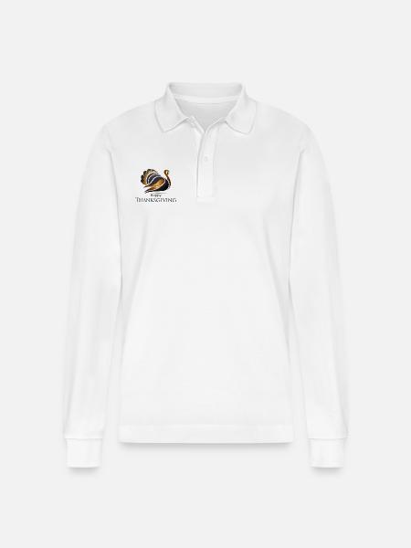 Erntedank Truthahn - Stanley/Stella Unisex Bio-Langarm-Poloshirt Prepster - Weiß