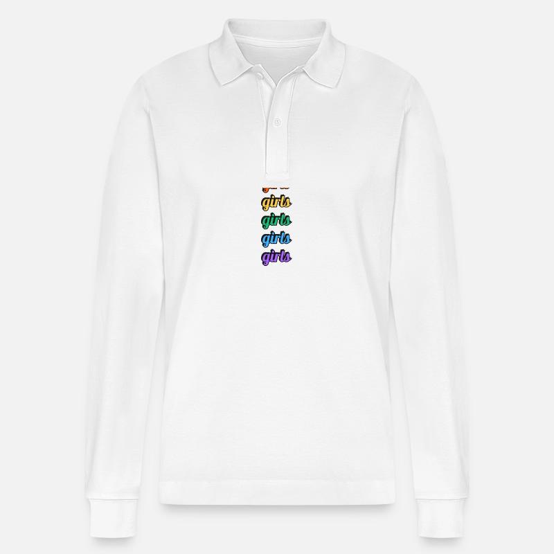 Lesbische Mädchen Regenbogen Text - Stanley/Stella Unisex Bio-Langarm-Poloshirt Prepster - Weiß