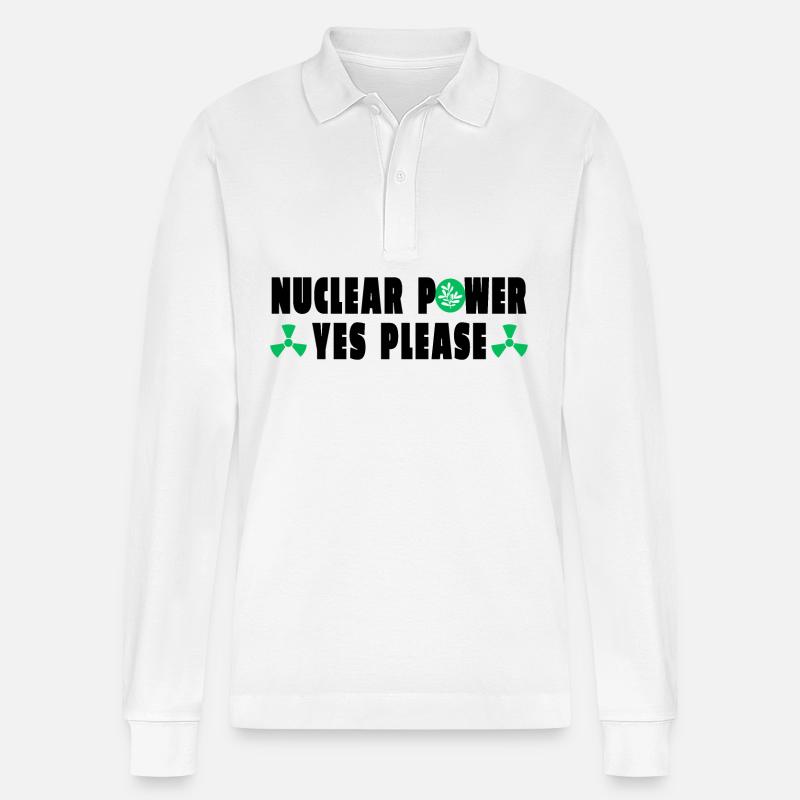 Atomkraft Ja bitte - Stanley/Stella Unisex Bio-Langarm-Poloshirt Prepster - Weiß