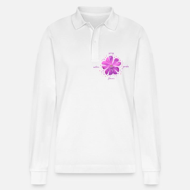 fleur rose fleurs roses - Polo à manches longues bio PREPSTER Stanley/Stella Unisexe - blanc