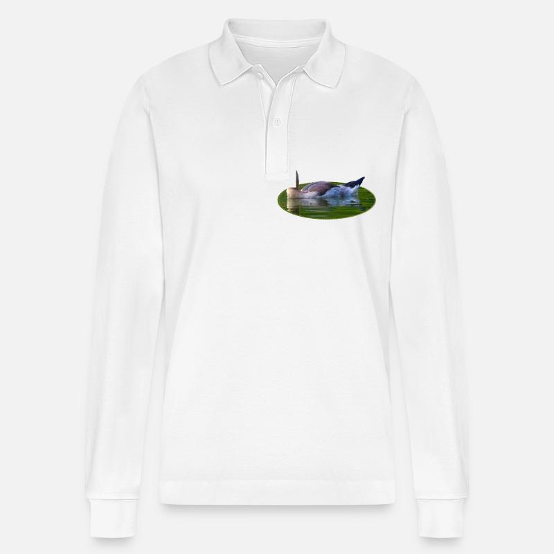 Nilgans Gans Küken - Stanley/Stella Unisex Bio-Langarm-Poloshirt Prepster - Weiß